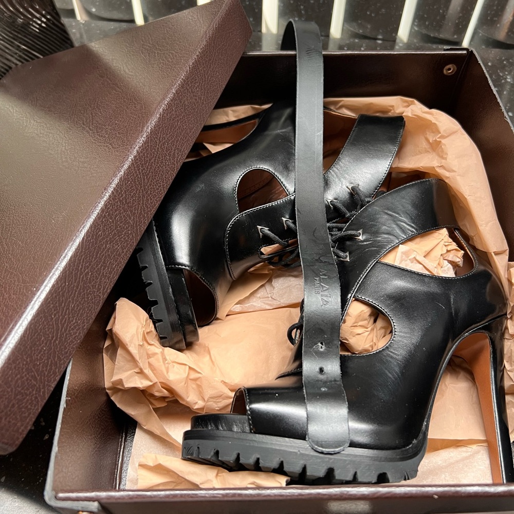 Alaia Glossy Black Heeled Boots